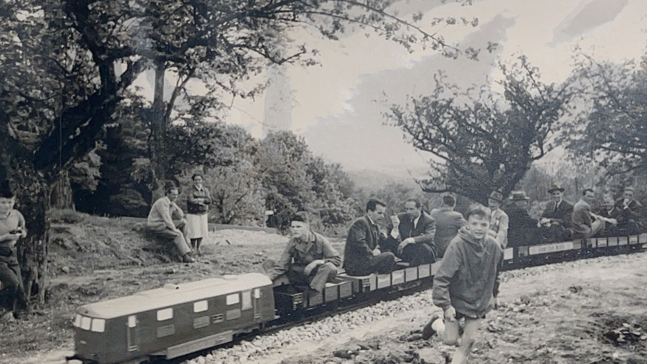 Locomotive driving over the belt.