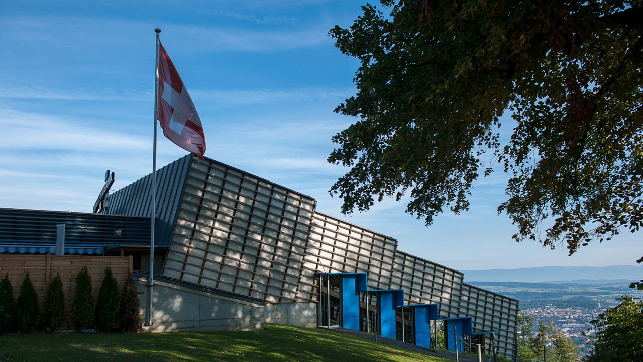 The Gurten funicular top station has five exits on different levels.