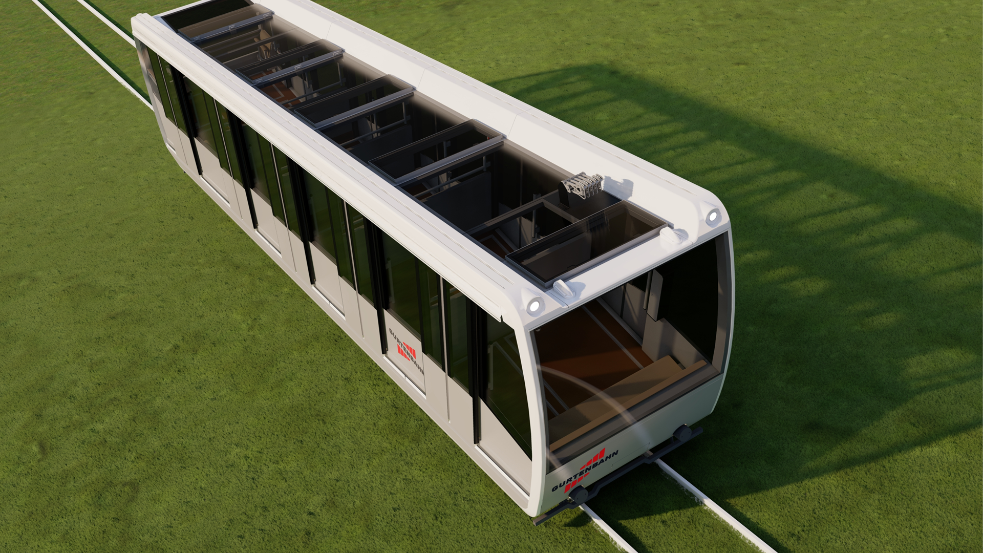The new design of the Gurtenbahn from 2024, bird's eye view picture