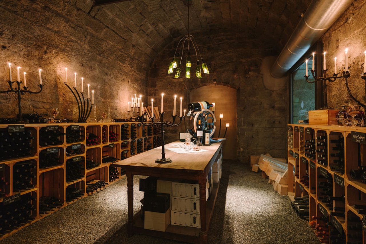 Lighted wine cellar on the Gurten