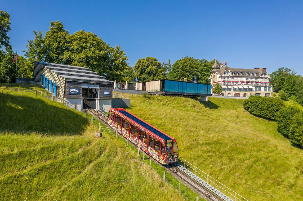 The Gurten funicular on its way up