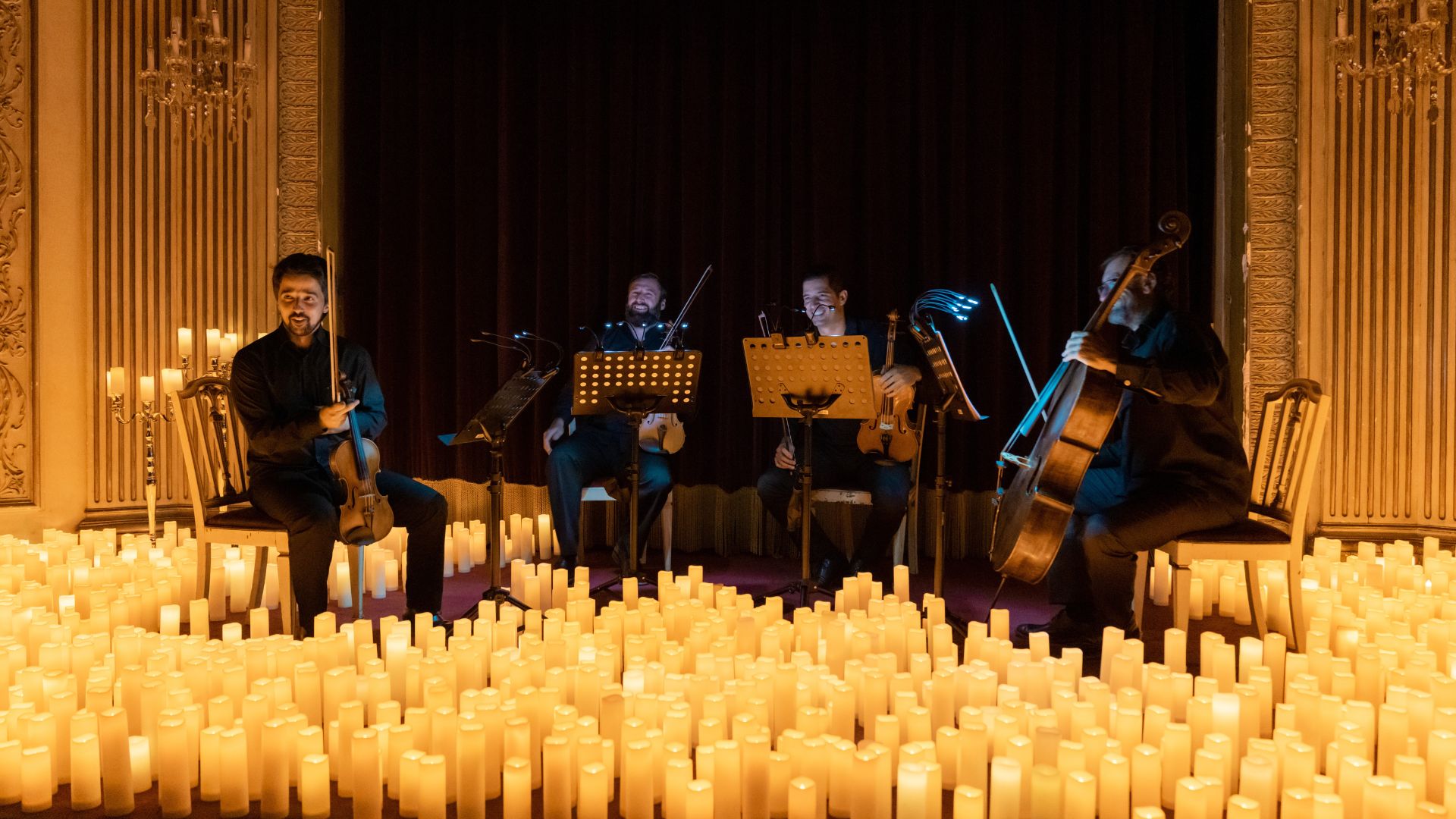  Classical quartet surrounded by candles