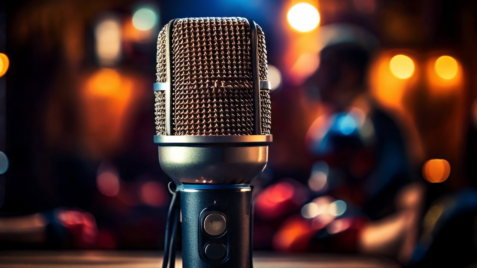 Microphone in the foreground