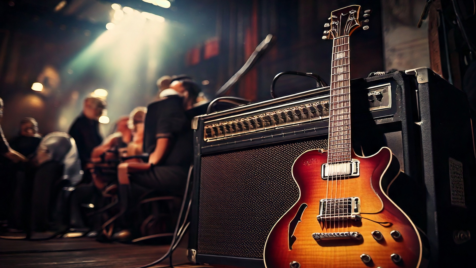 Guitare avec groupe en arrière-plan