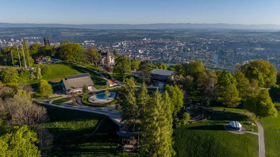 The fun park on the Gurten and the view of the city beyond