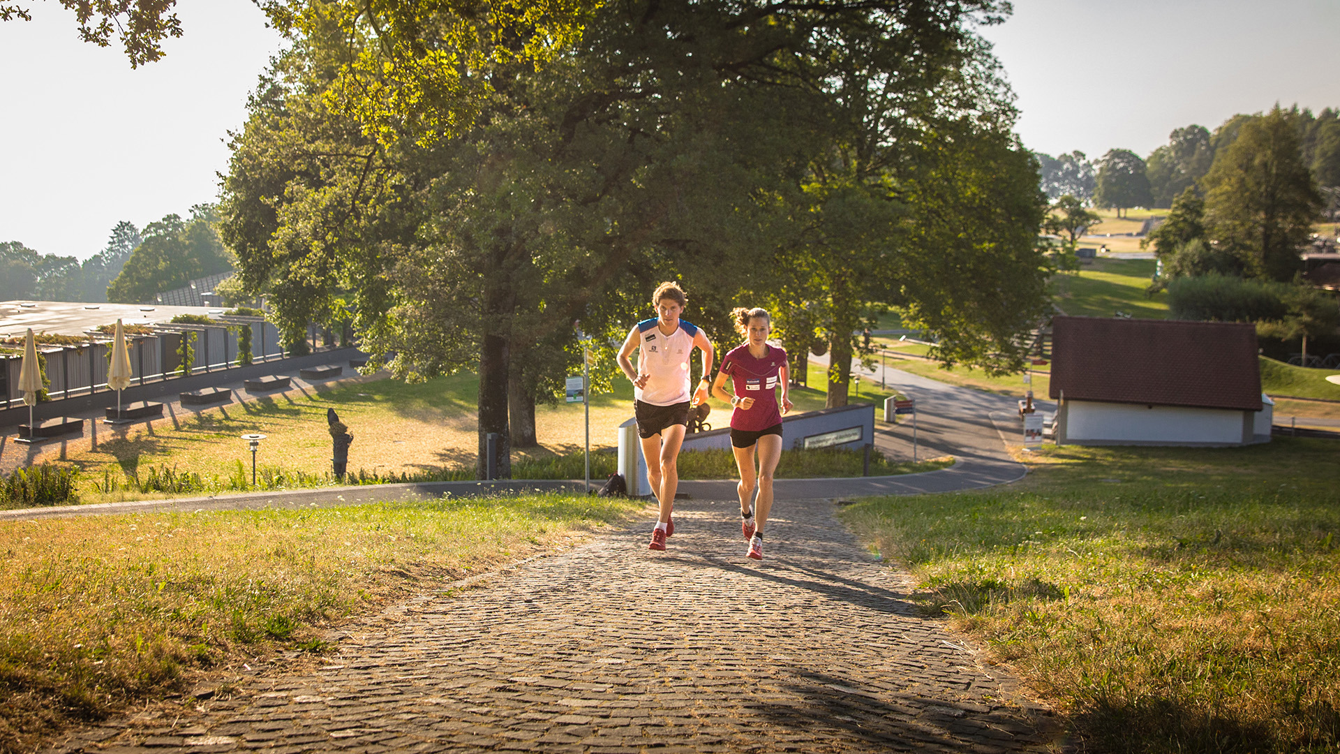 A man and a woman jogging