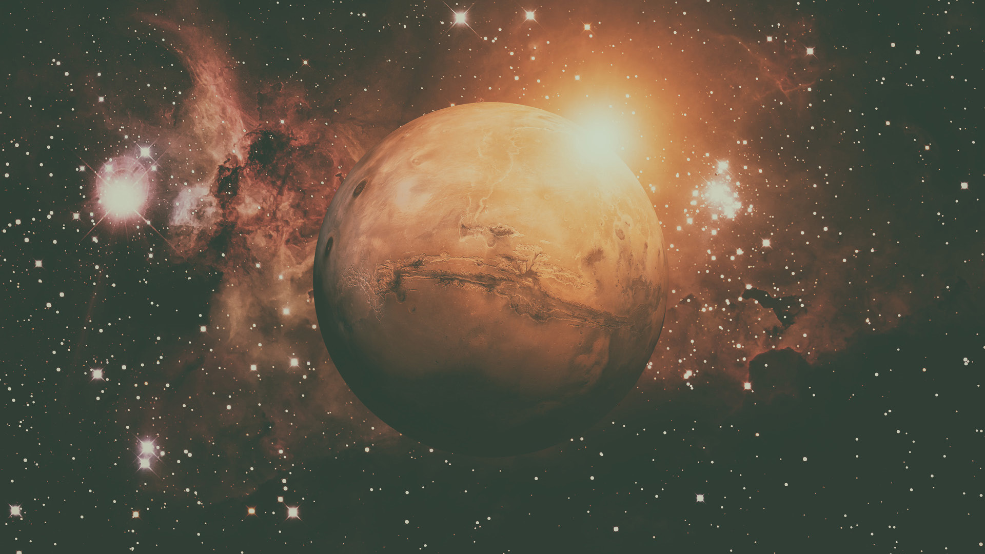 Une photo télescopique de la lune la nuit. Les étoiles à côté de la lune sont très bien visibles.