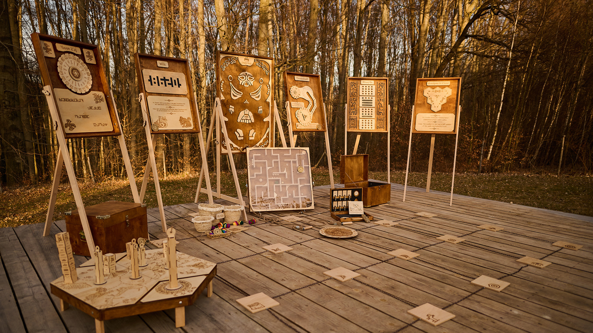 Spielstationen vom Escape Game Aztekenschatz